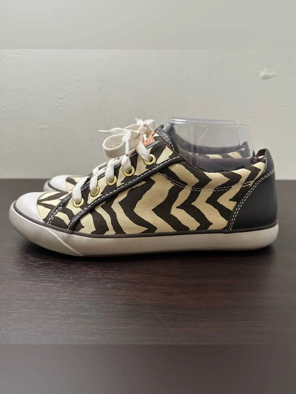 Coach Barrett Zebra Animal Print Canvas Leather Lace-Up Sneakers Rubber Sole 7.5
